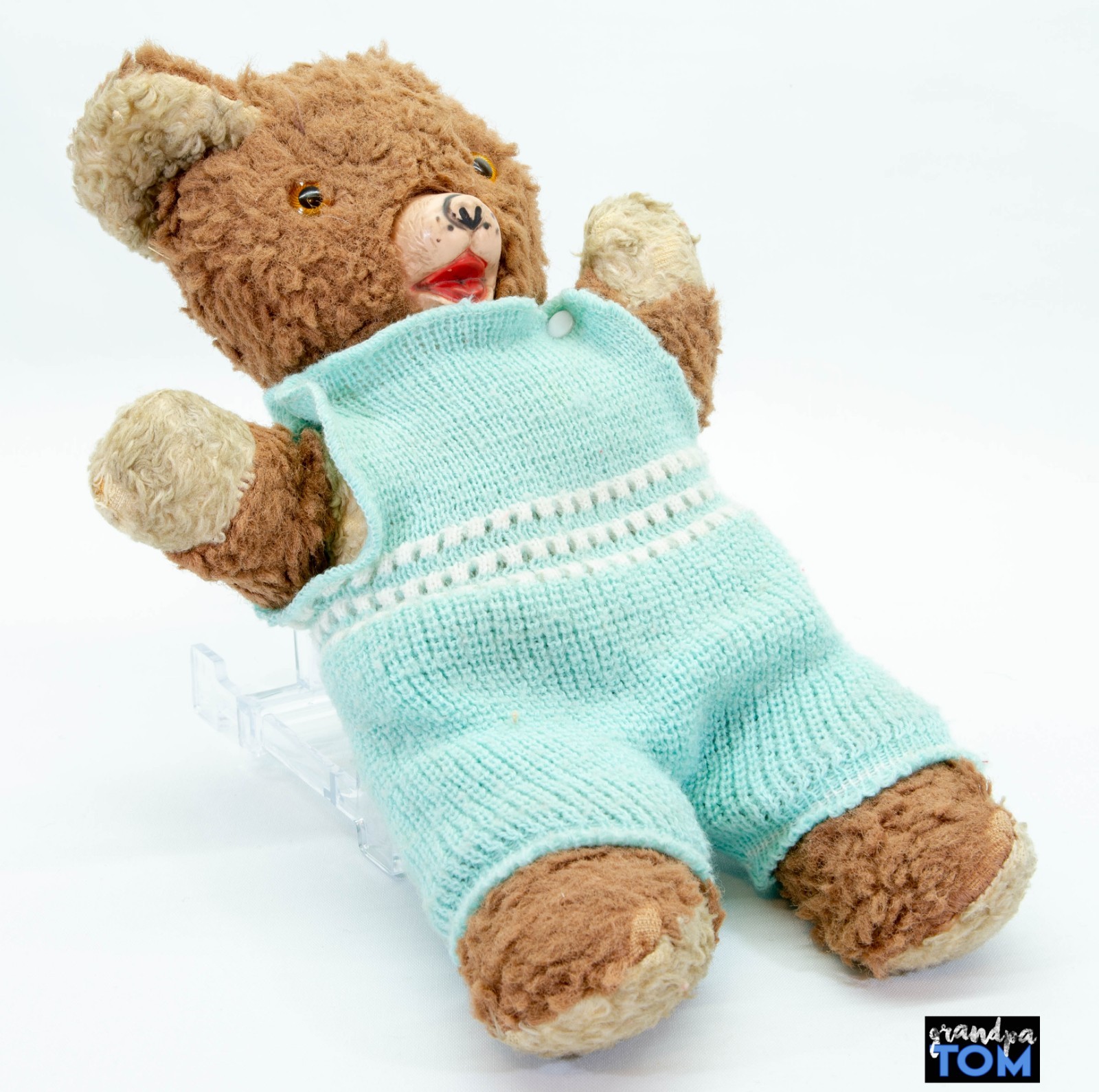 Antique Cinnamon Mohair Teddy Bear Button Eyes Straw Rubber Nose