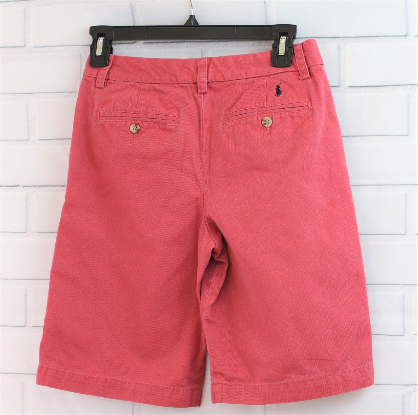 BOYS POLO RALPH LAUREN SHORTS SIZE 16 POPPY RED NAVY PONY INSEAM 9.5 EUC