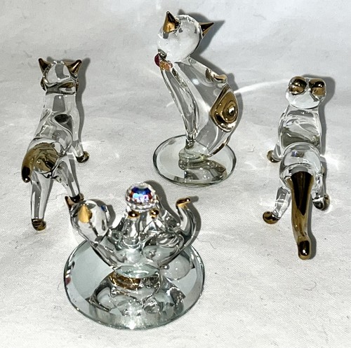 Glass Baron Miniature Cat Playing with Crystal Ball Lot 1998 Exc Cond