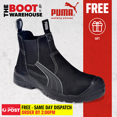 Puma Work Boots 630347 'Tanami', Black Composite Toe Safety, Elastic Sided