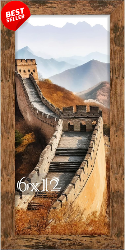 6x12 Brown Picture Frame Wall Mount Photo Display Frame - US