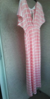 AUTHENTIC '' EXIST '' HEATHER PEACH WOMEN'S LONG STRIPED SUMMER DRESS SIZE L