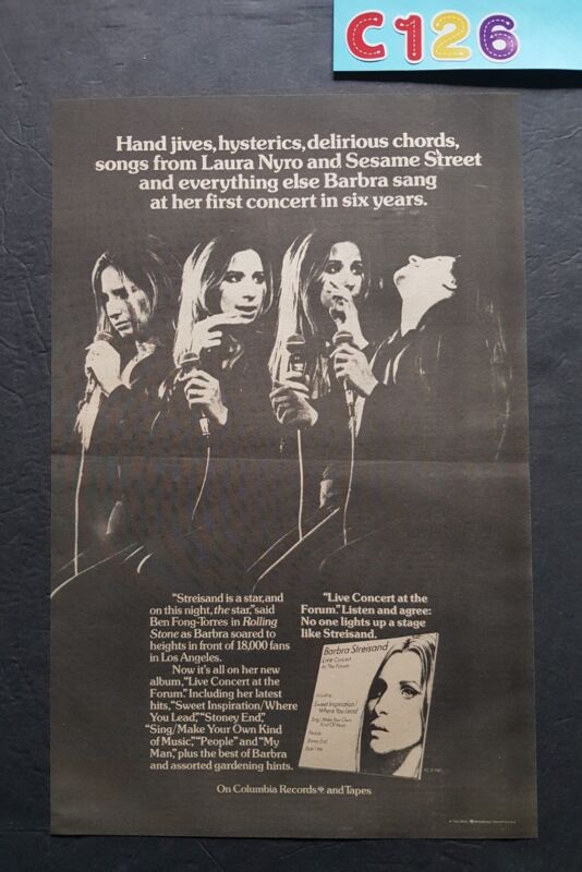 Barbra Streisand Live Concert At The Forum Album Promo Print Ad Vintage 1972