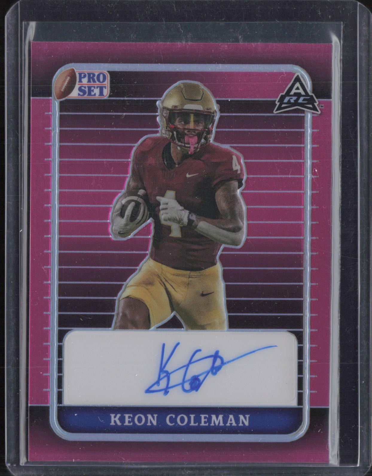 2023 Pro Set Metal Pink Prismatic Keon Coleman Auto Autograph RC Rookie 2/10