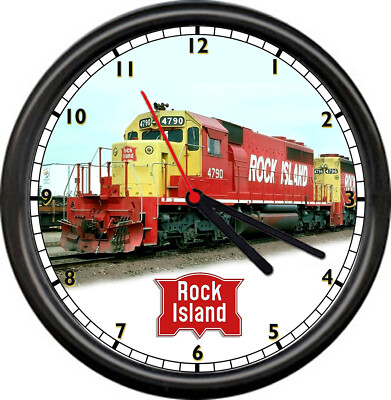Rock Island Rocket Railroad Railway Train Car Conductor Chicago Sign Wall Clock