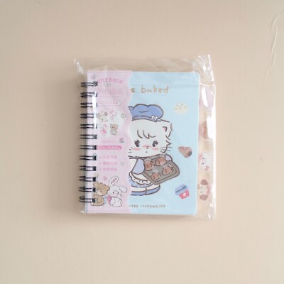 Mikko Illustrations Blue Baker Mousse Mini Spiral Notebook w tabs Cute Brand New