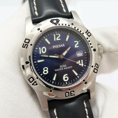 PULSAR,VX32-X280 Quartz Date, Blue Dial Stunning Classic Round MENS WATCH,230