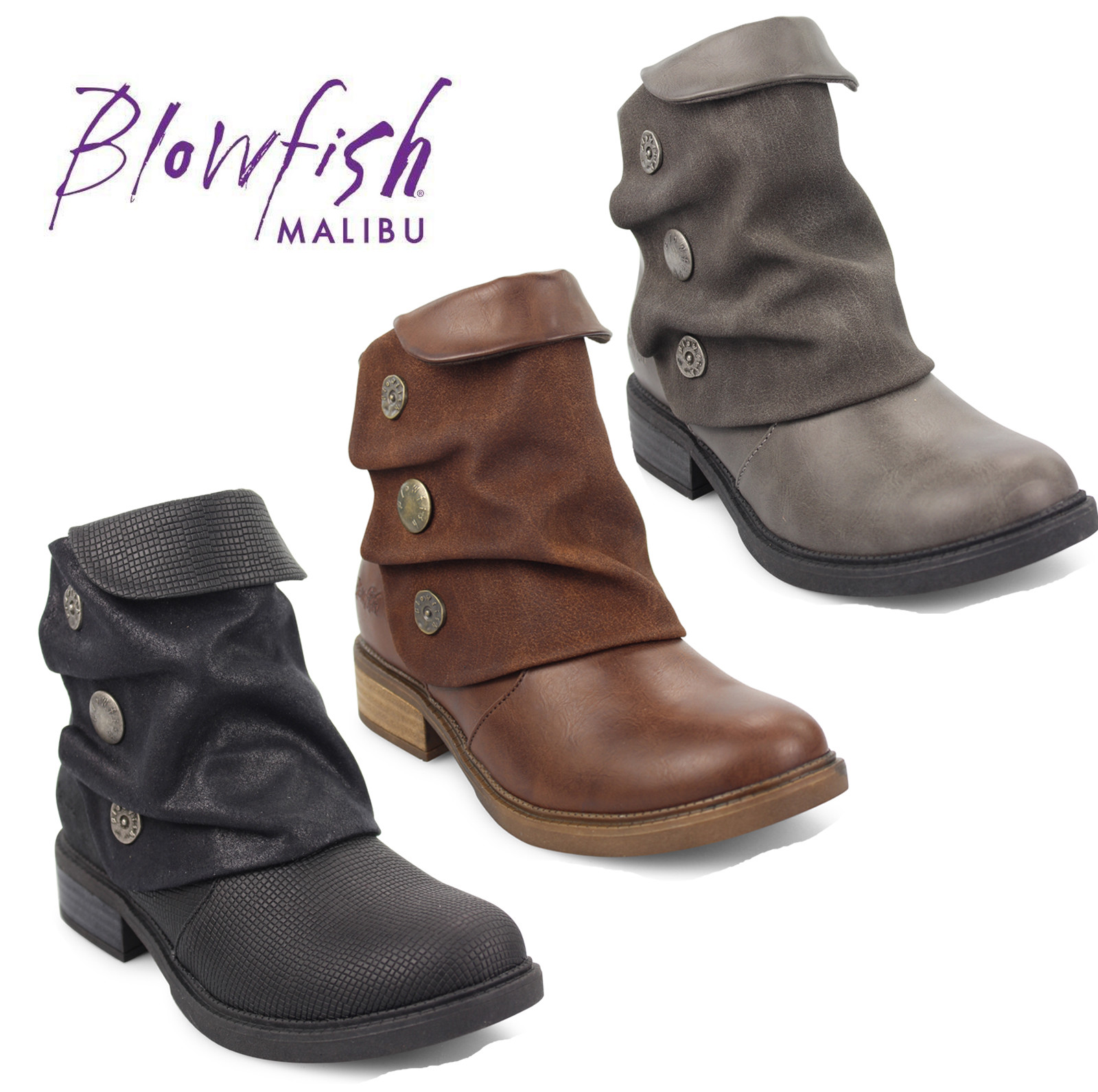 Blowfish Malibu LINEA DONNA STIVALETTI vynn Dettaglio Bottone Cerniera Moda Scarpe UK3-8 | eBay