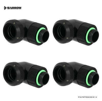 4 Pcs Barrow G1/4'' to 14mm Multi-Link Fitting, 90 Degree Rotary Adapter , Black