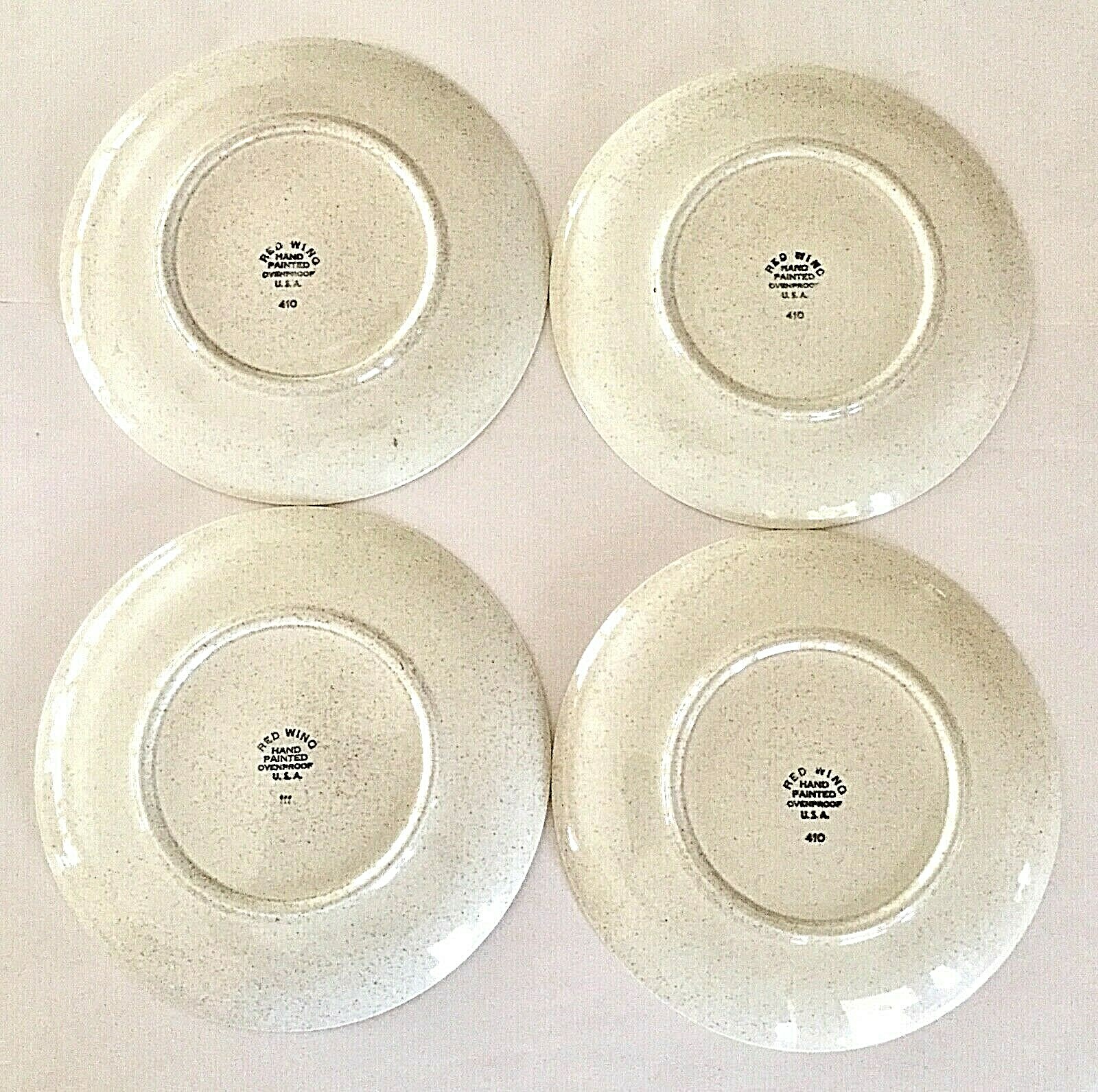 4 VINTAGE RED WING BOB WHITE HANDPAINTED OVENPROOF 10.5