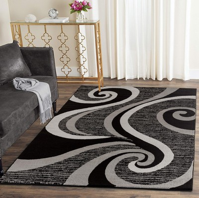 Glory Rugs Modern Area Rug Swirls Carpet Bedroom Living Room Contemporary Dining