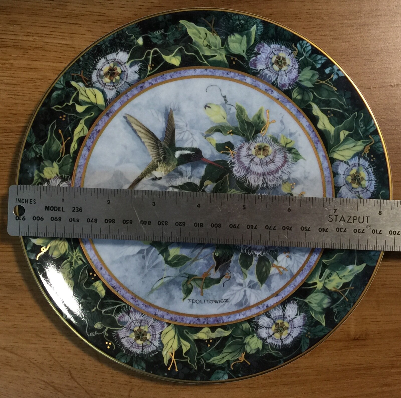 White-Eared Hummingbird Theresa Politowicz Franklin Mint Collector Plate