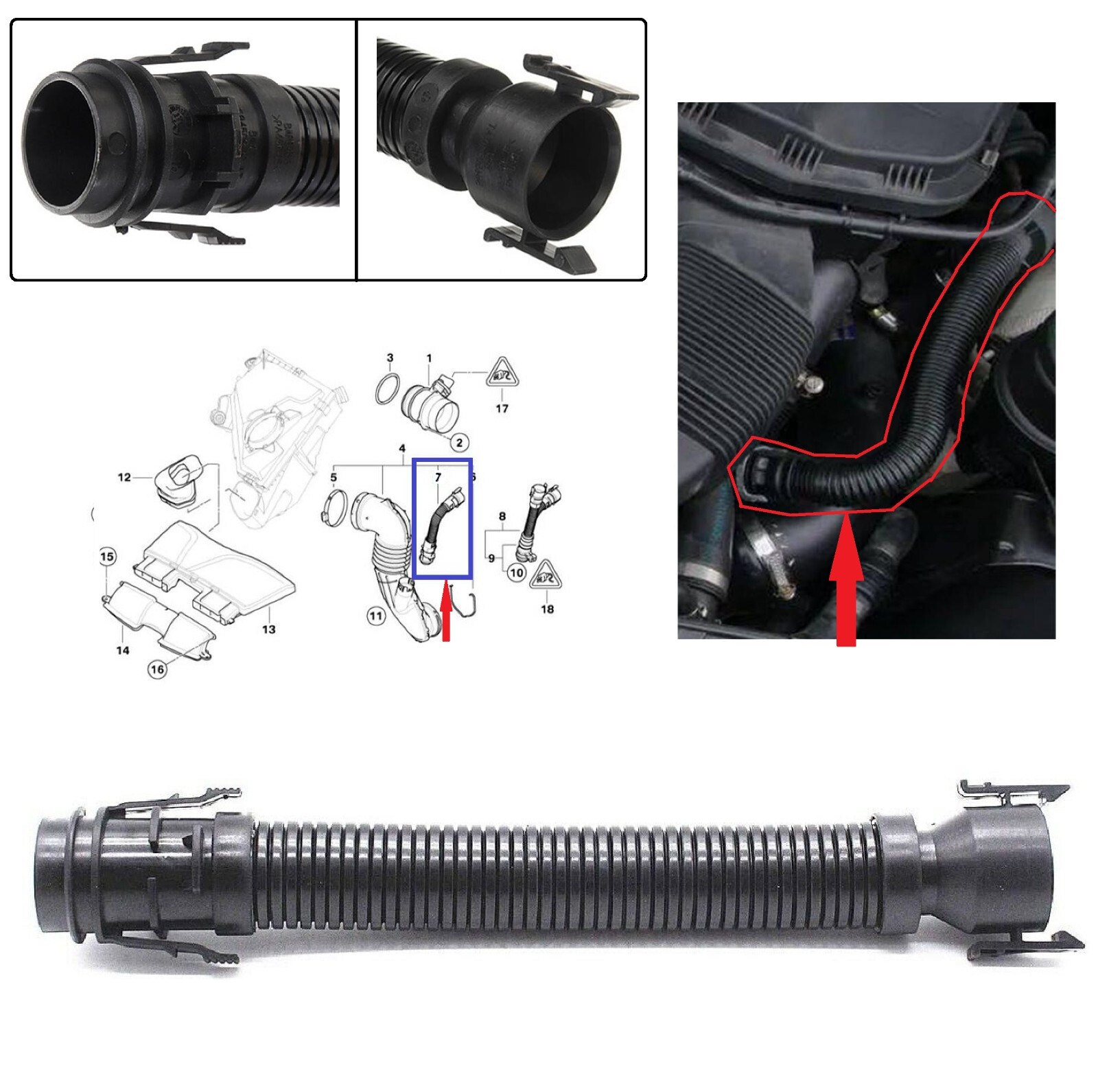ちえ Air Filter Intake Breather Pipe for BM-W N47 N57 13717803842
