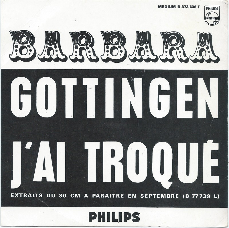 Barbara Gottingen/J'Ai TroquÃ© Philips 1965 Rare Juke-Box Promo Sp Encart
