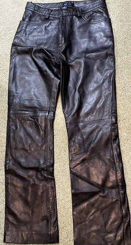 〈 OLD GAP 〉 00's boot fit LEATHER PANTS Early 2000's Gap Bootcut Leather Pants // Size Small to Slim