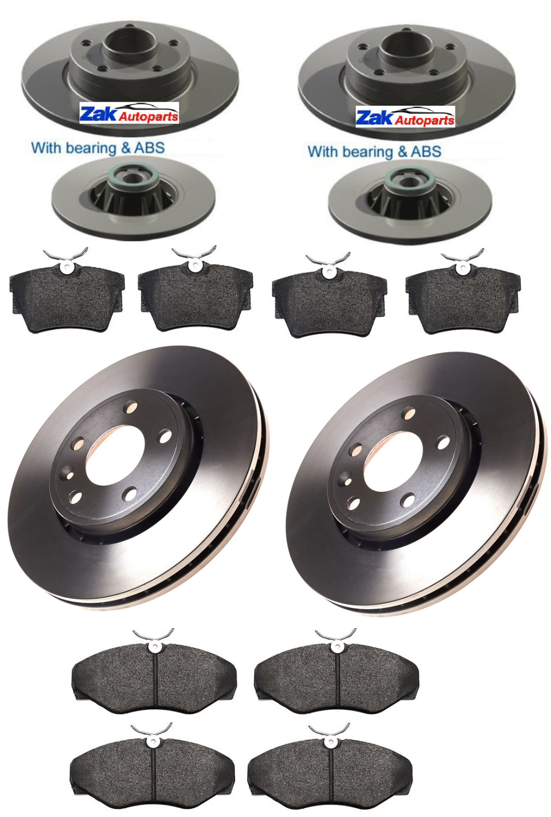 FOR Vauxhall Vivaro FRONT & REAR BRAKE DISCS PADS WITH ABS AND WHEEL