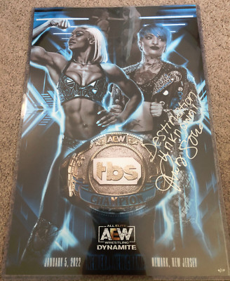 Rare AEW JADE CARGILL vs. RUBY SOHO Autographed TBS Champion 12x18 Poster! 9/10