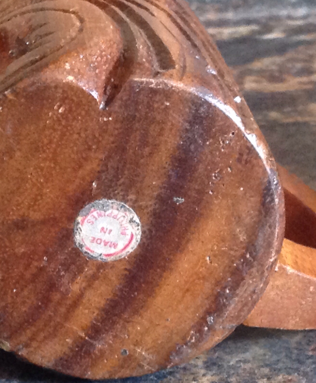 VINTAGE CARVED WOOD SCARY FACE TIKI MUG CUP PHILIPPINES