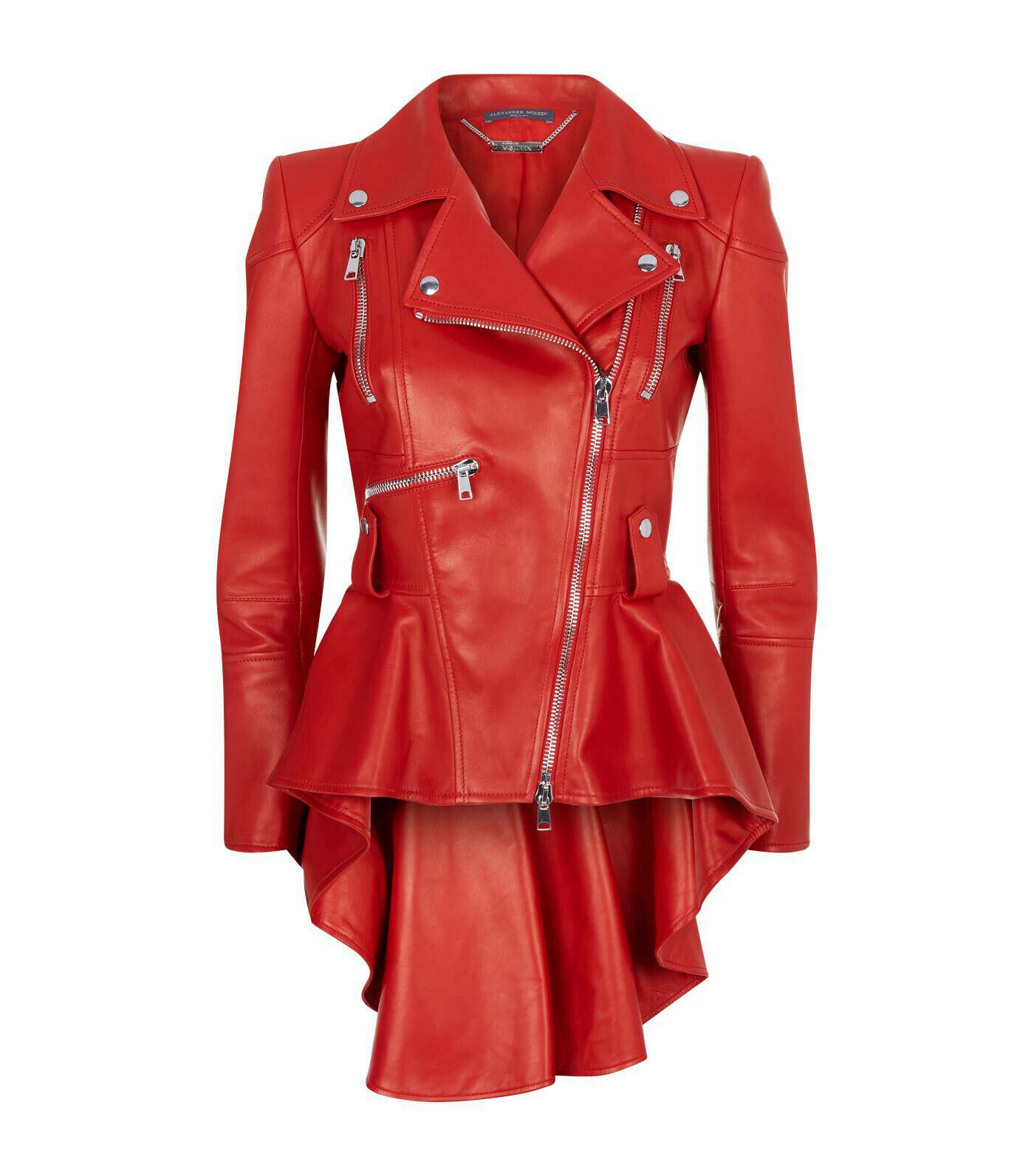 ALEXANDER McQUEEN Red Peplum Leather Jacket, size IT40 | eBay ALEXANDER McQUEEN Red Peplum Leather Jacket, size IT40 | eBay