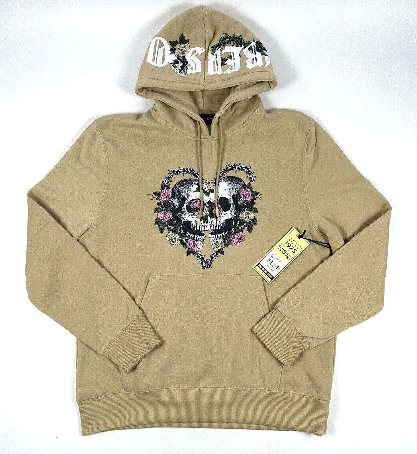 Members Only Almond Skull & Heart Embroidered Hoodie
