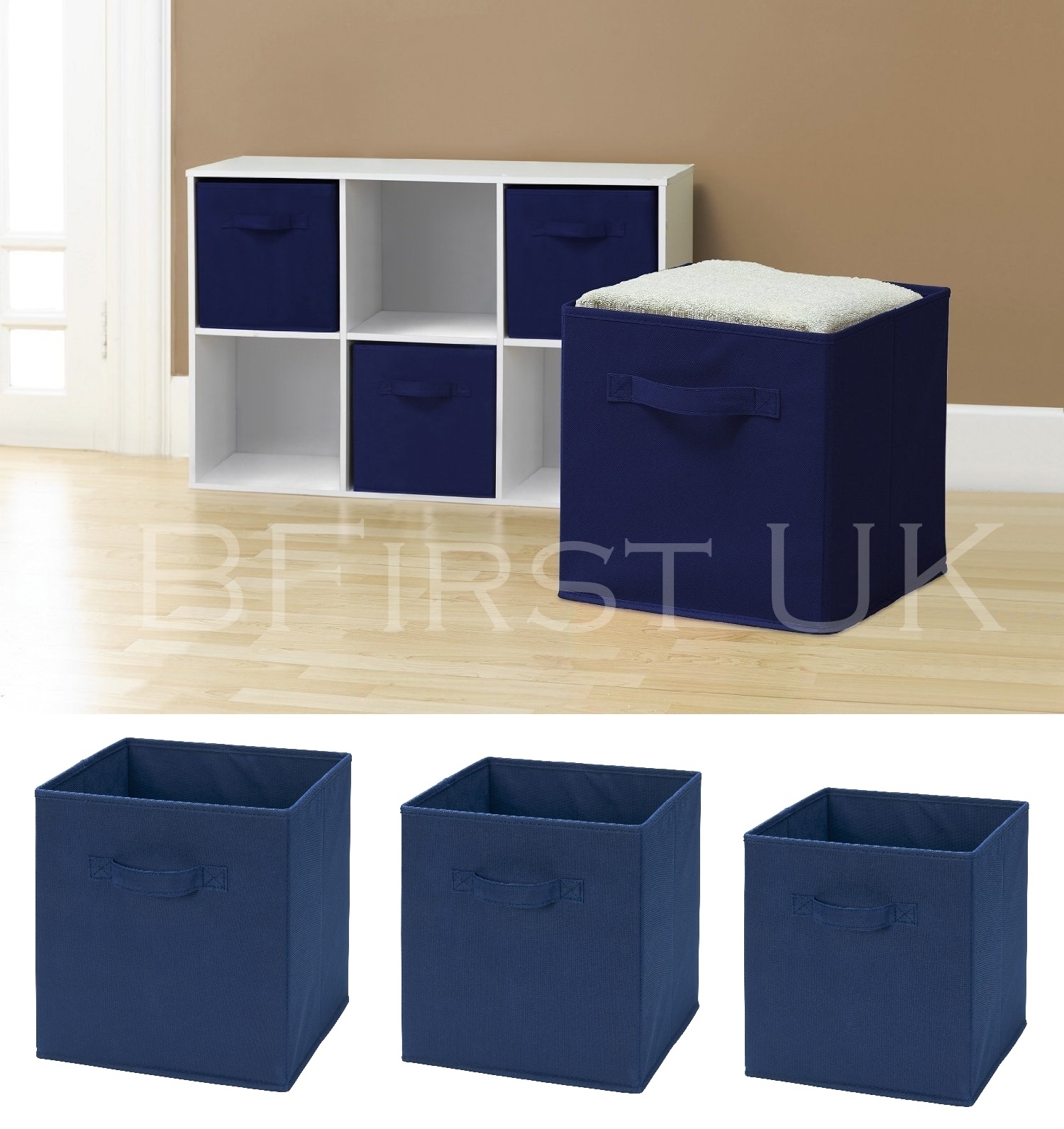 Folding Square Storage Utility Box Fabric Cube Drawer Organizer