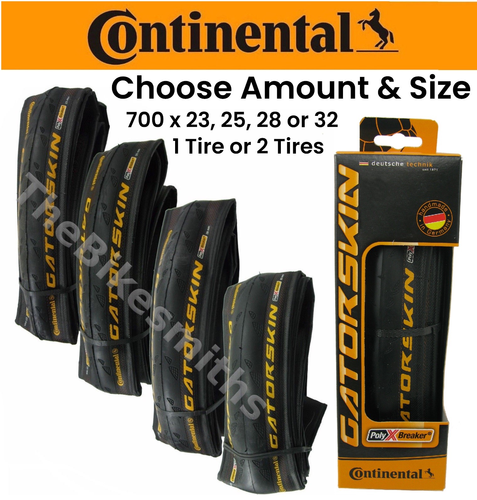 1 or 2 PACK Continental Gatorskin 700 x 23 25 28 or 32 Road Bike Folding Tire