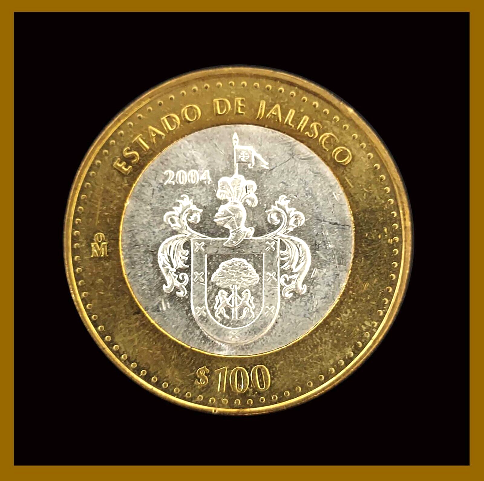 Mexico 100 Pesos Silver Center Coin, 2004 KM# 750 180th