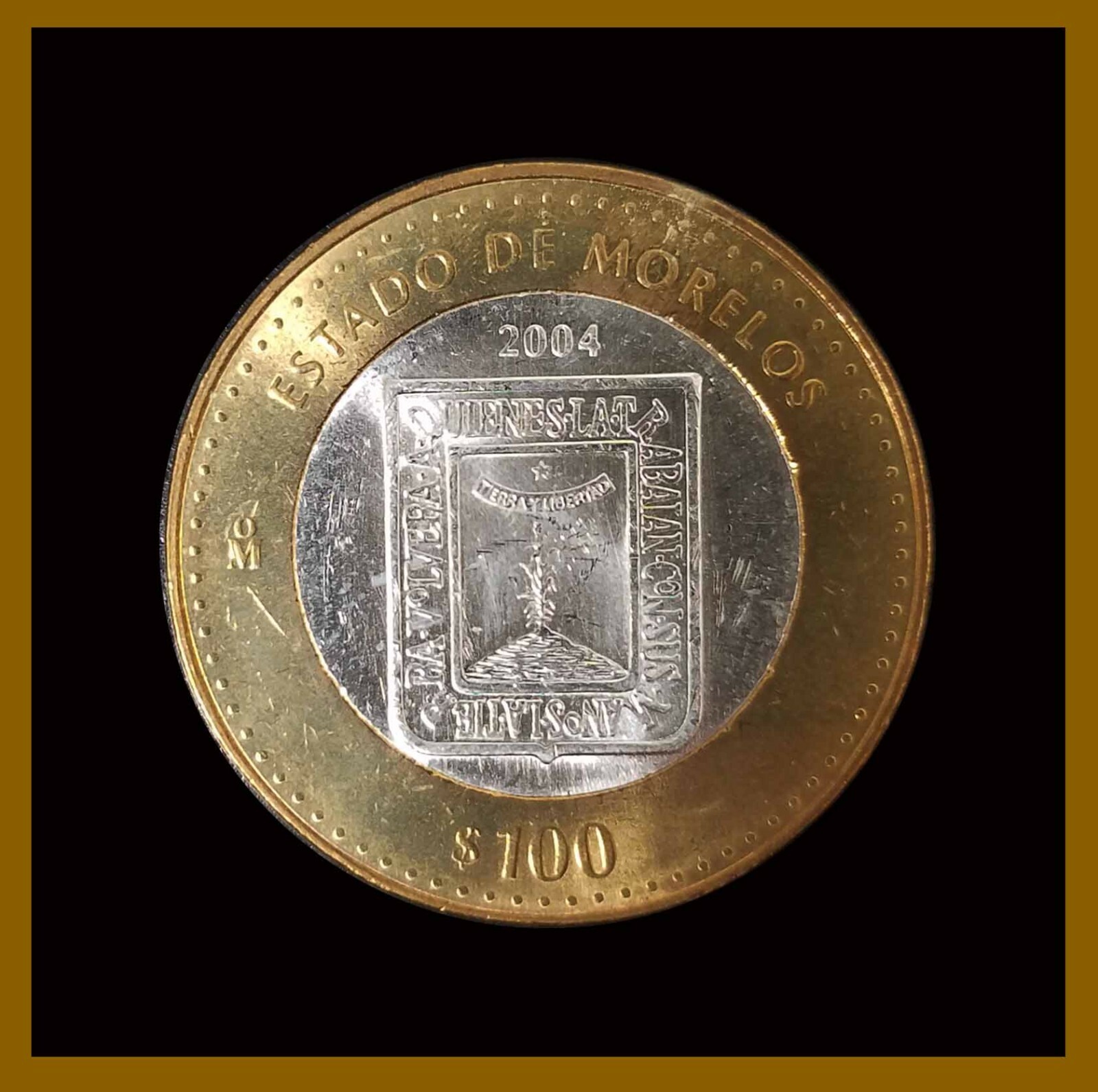 Mexico 100 Pesos Silver Center Coin, 2004 KM# 746 Morelos