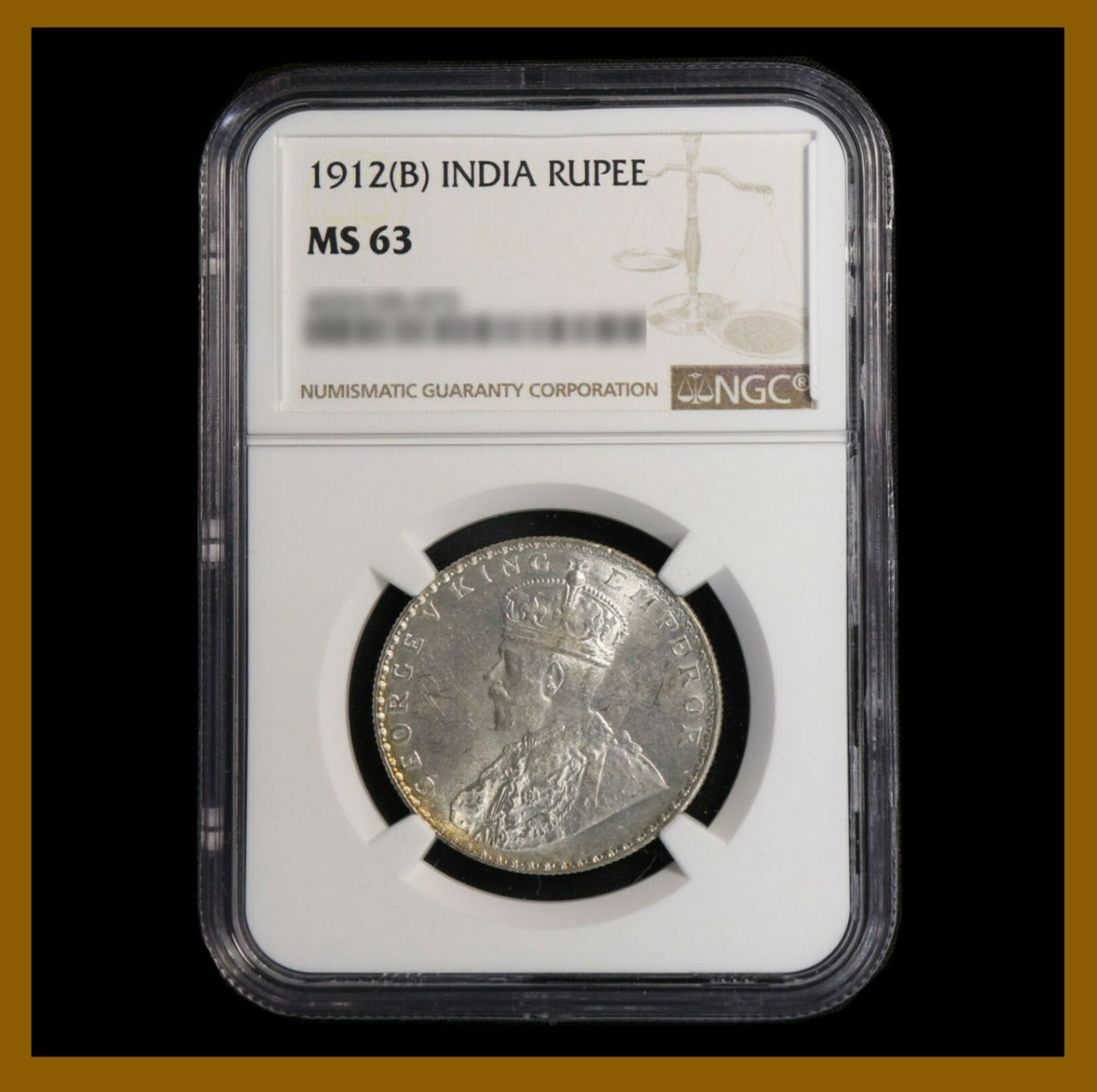 British India 1 Rupee, 1912 (B) Bombay NGC MS 63 King George