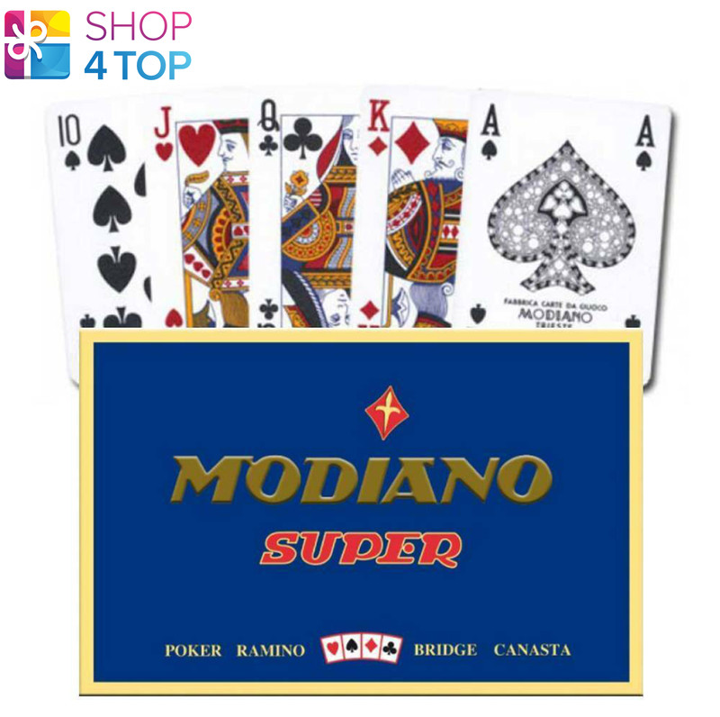 Ramino Super Fiori Cartes De Jeu Pont Modiano Bridge Index Bleu Rouge Italy Neuf