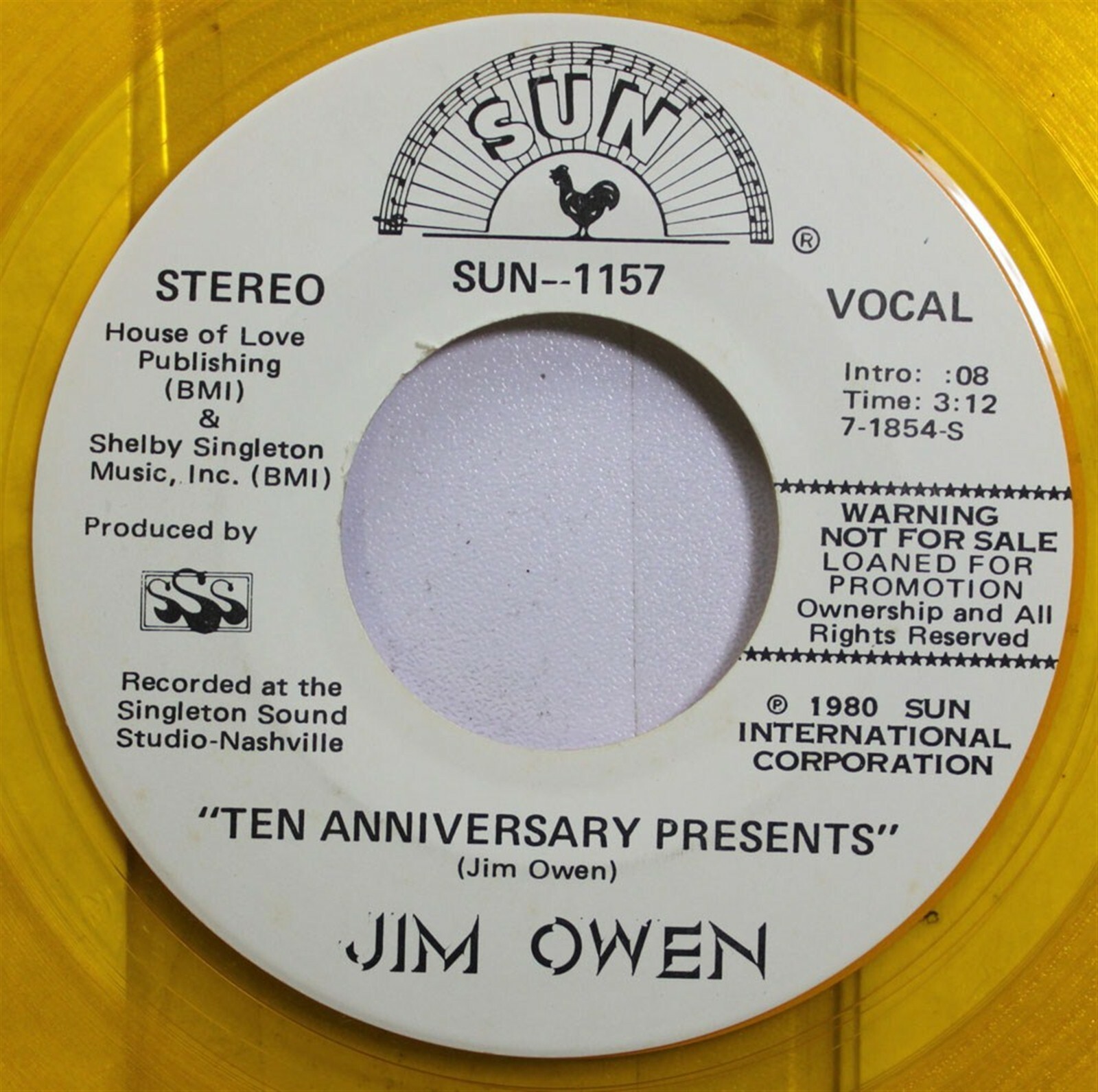 Country Promo Nm! 45 Jim Owen - Ten Anniversary Presents
