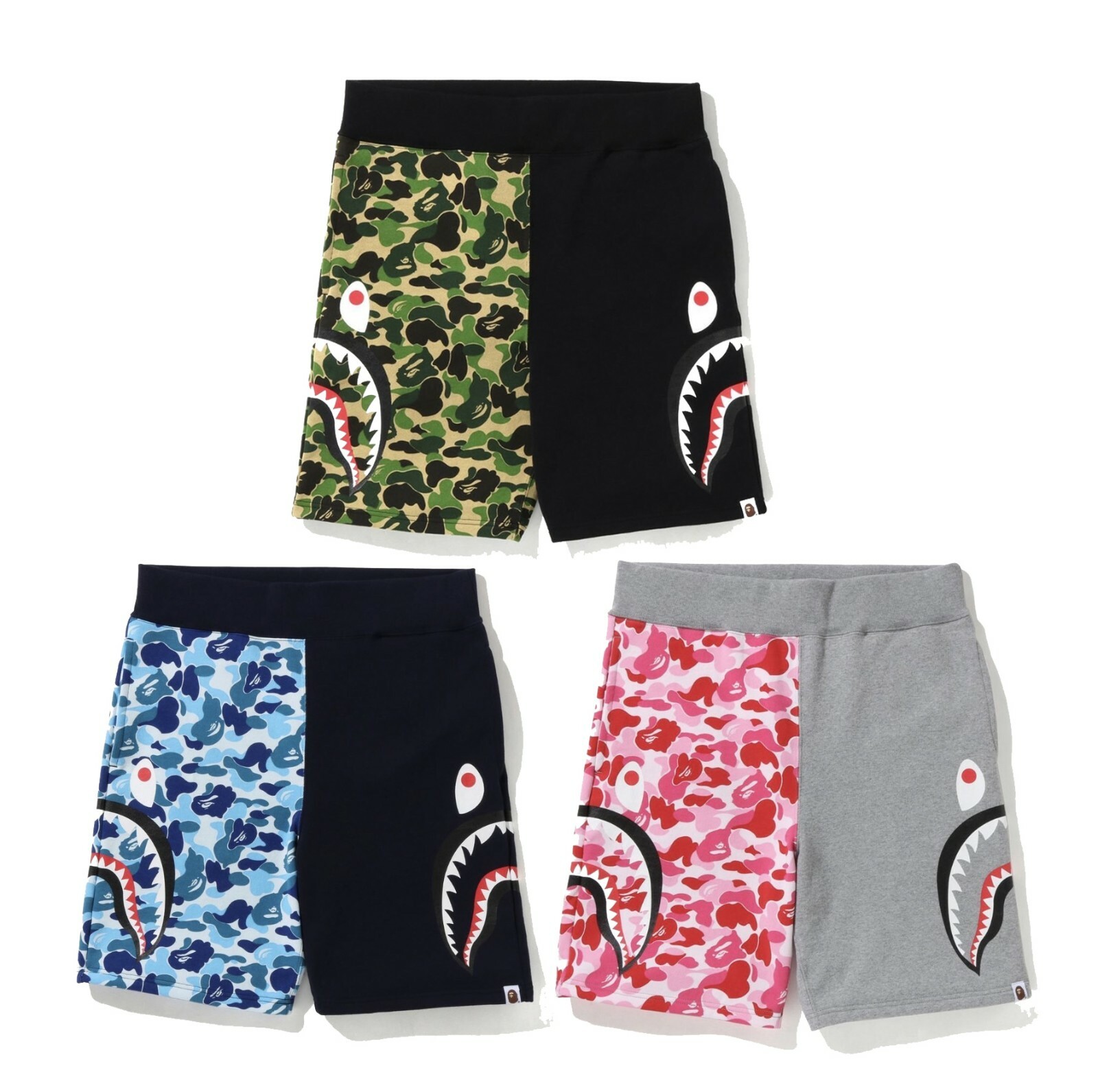 A BATHING APE Men's ABC CAMO SIDE SHARK SWEAT SHORTS A BATHING APE Men's ABC CAMO SIDE SHARK SWEAT SHORTS