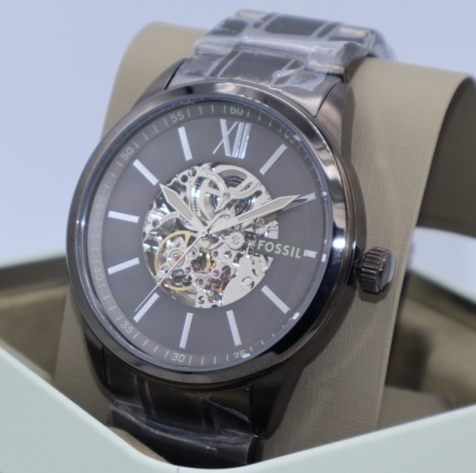 Fossil Flynn Automatic Skeleton Grey Silver BQ2384 Men