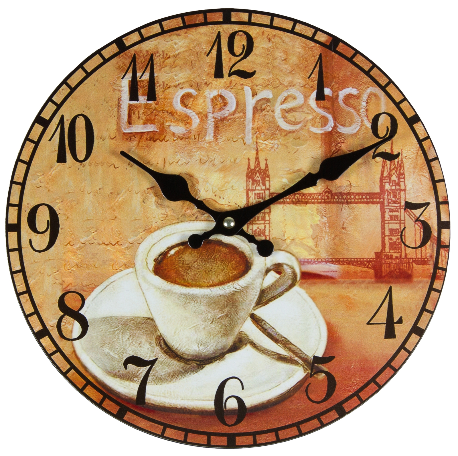 Wanduhr Küchenuhr Vintage Design Espresso ca. Ø 28 cm