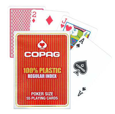 Copag Red Deck 2 Corner Playing Cards 100% Plastic Regular Index Poker CPG-25