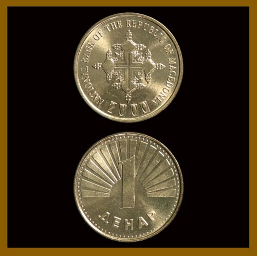 Macedonia 1 Denar Coin, 2000 KM# 27 Commemorative Christianity Millennium Unc