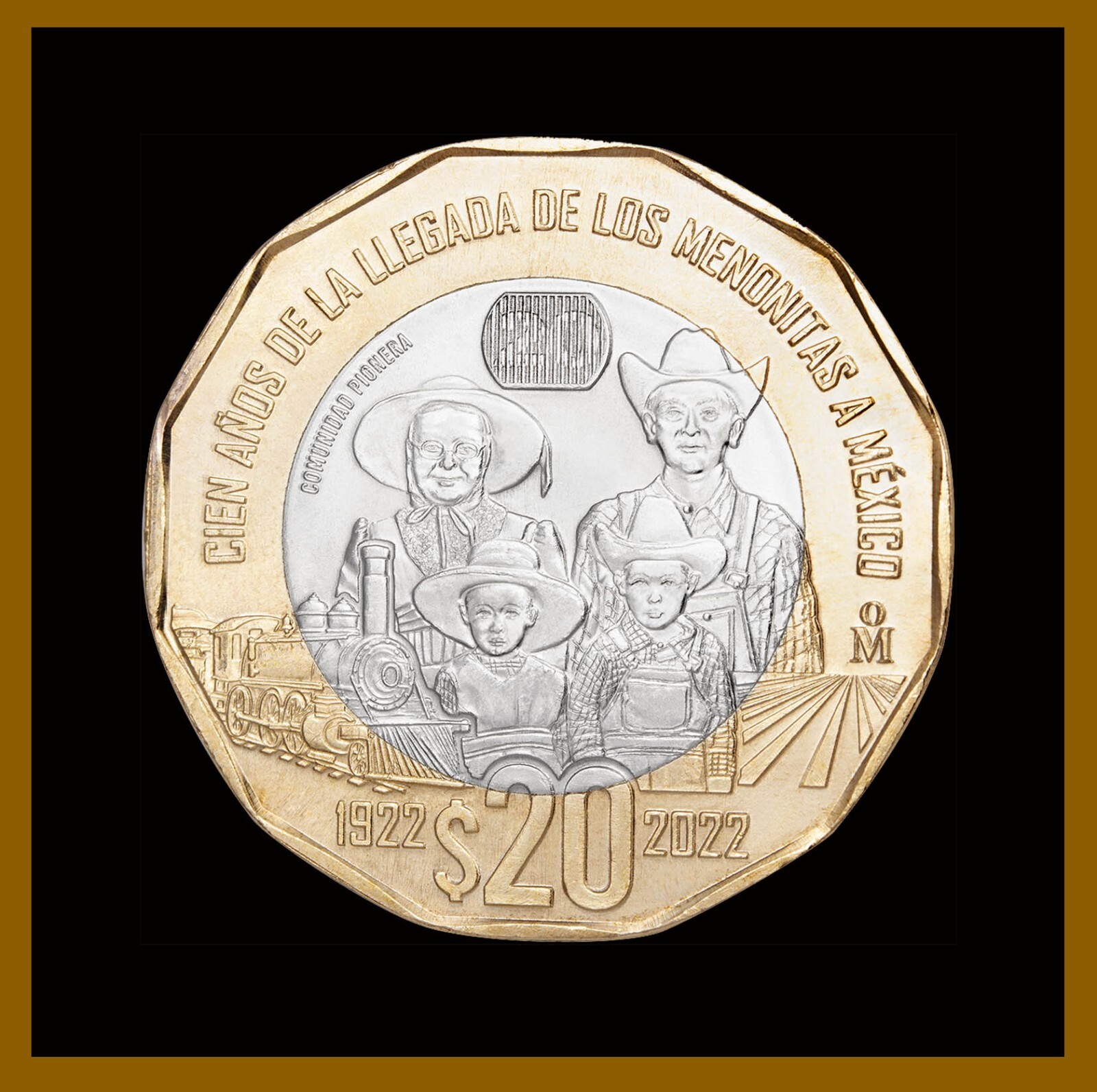 Mexico 20 Pesos Coin, 1922-2022 Bimetallic 100 Anniversary