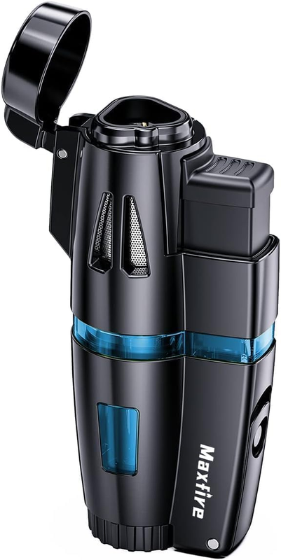 Triple Jet Flame Lighter Gas Butane Refillable Windproof Lighter, Adjustable Fla