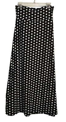 NWT AGNES & DORA Women's size M Stretch Maxi Skirt black & white polka dot