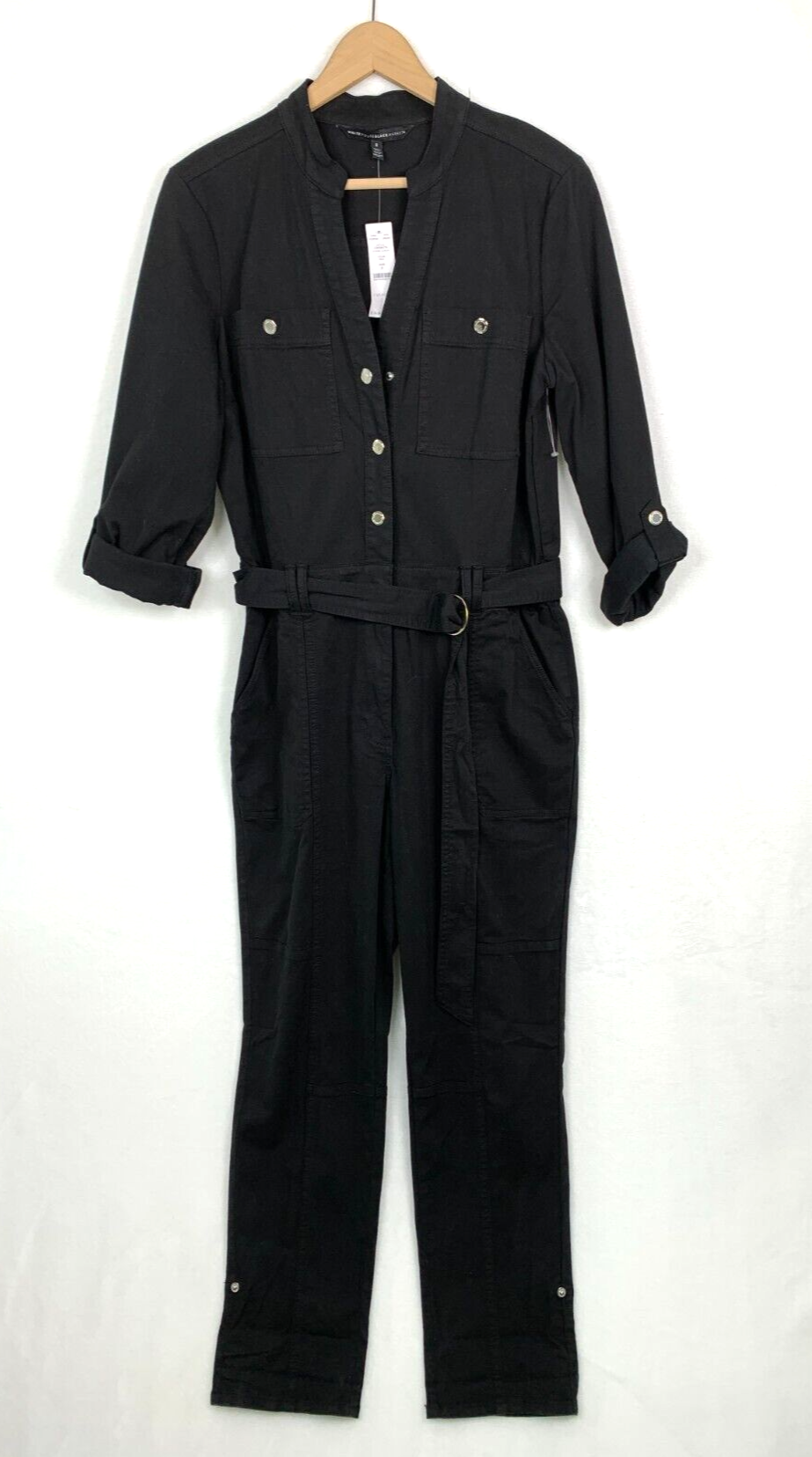 オールインワン・サロペット [MATINKIM]utility button up jumpsuit in black NWT WhiteHouseBlackMarket Snap Utility Jumpsuit 8 Black Belt