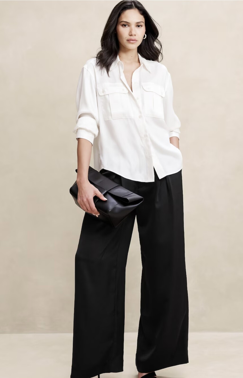 Banana Republic Women's Silky Pleated Wide Leg Pant in