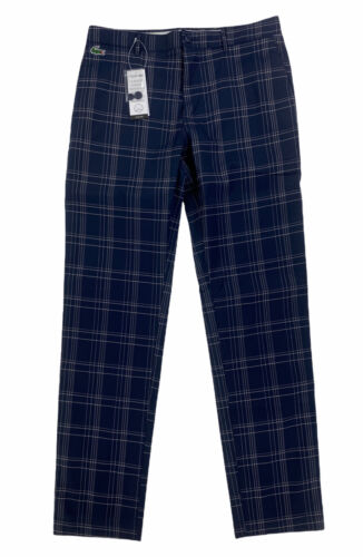 НОВИНКА Lacoste Sport Stretch Plaid Dark Blue White Мужские брюки для гольфа Ultra Dry HH3529