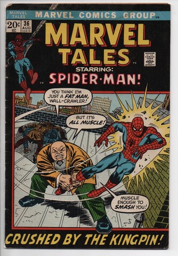 ⑨　アメコミ　MARVEL  TALES  SPIDER MAN Marvel Tales Starring Spider-Man 36 Comic Book 1972 Crushed