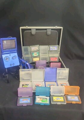  Nintendo Game Boy Advance SP Console - Cobalt Blue Games Lot Extended BATTERY!