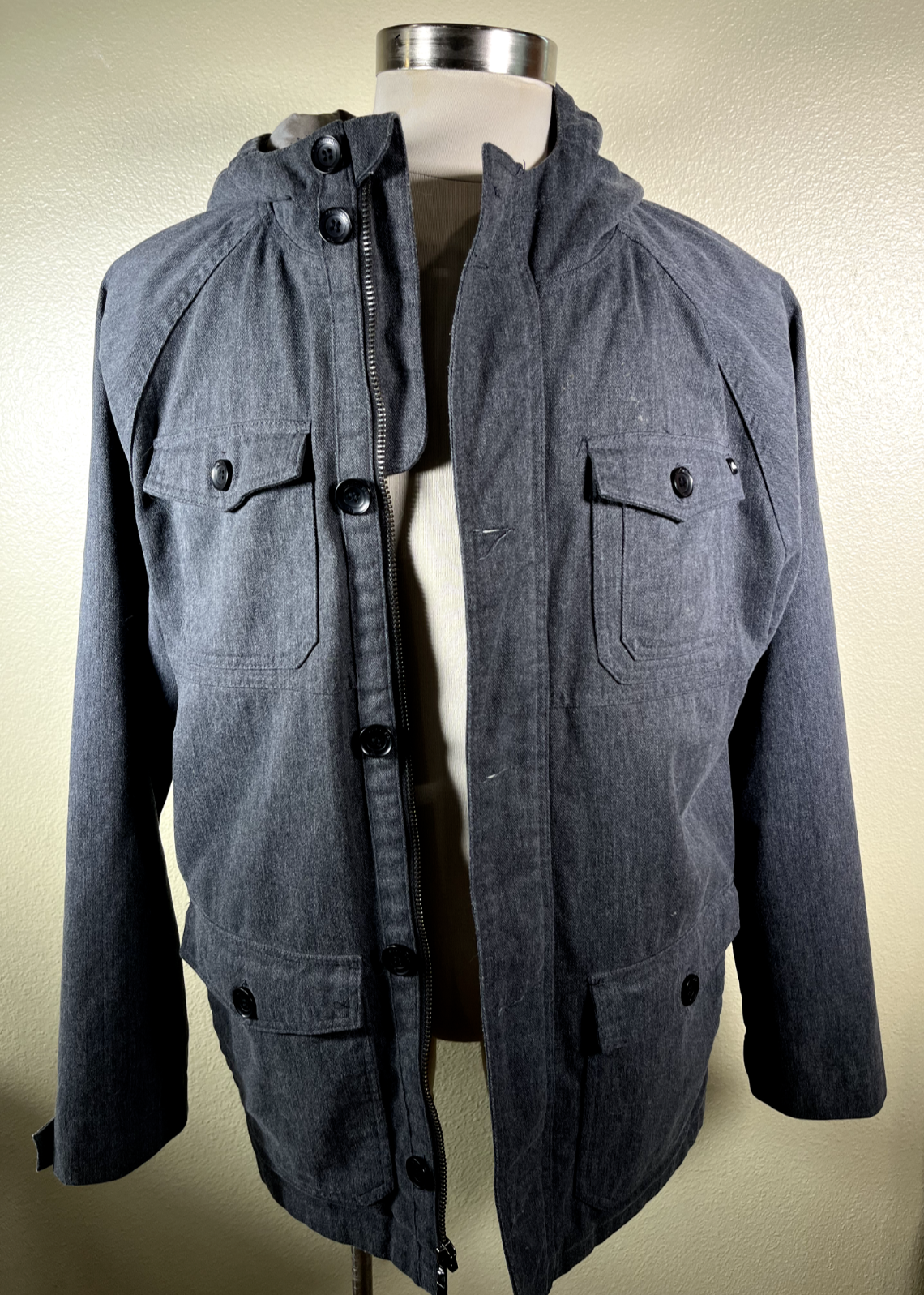 Quiksilver Gray Hooded Zip/Button Down Softshell Winter