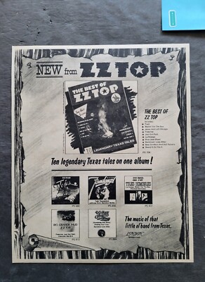 ZZ Top Best Of Album Promo Print Advertisement Vintage 1977