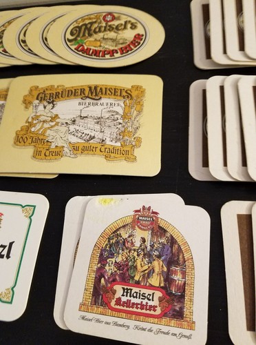 37 VINTAGAE BEER COASTERS MAISEL BIER 5 DIFFERENT PILS,WEIZEN,GEBRUDER, DAMPF