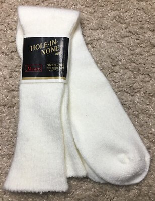 Vintage Masters Hole In None Crew Socks White Acrylic Nylon 10-13 USA
