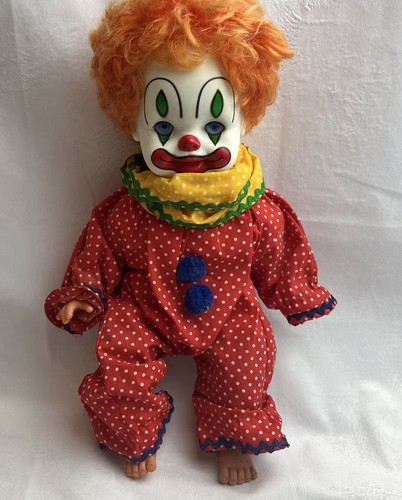 VTG 1981 Creepy Weird Clown Soft Body Haunted Baby Doll 14in Nightmare Gatabox