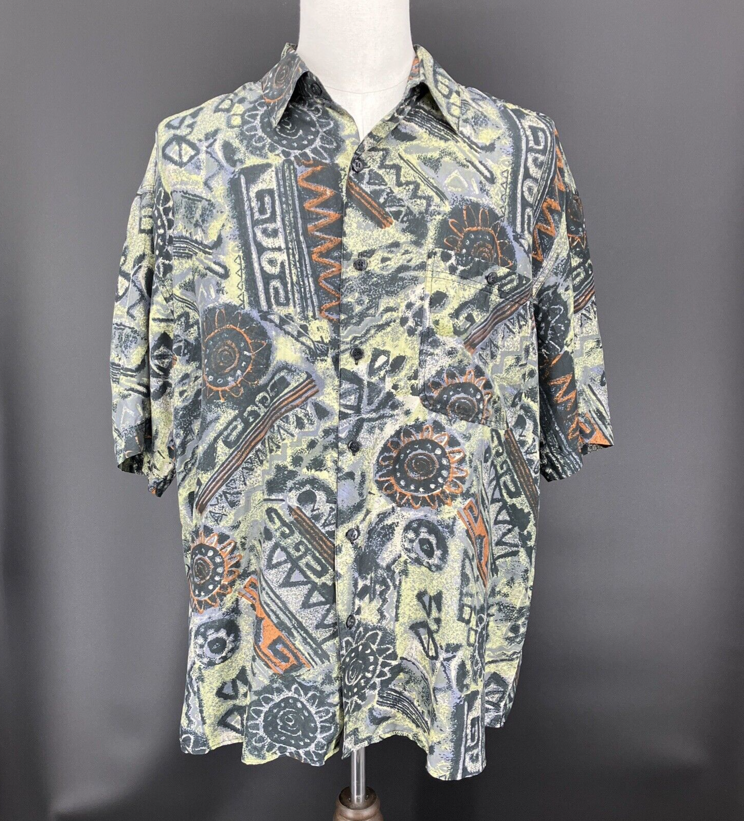 Vintage 90's Summa Silk men's shirt abstract print marked L